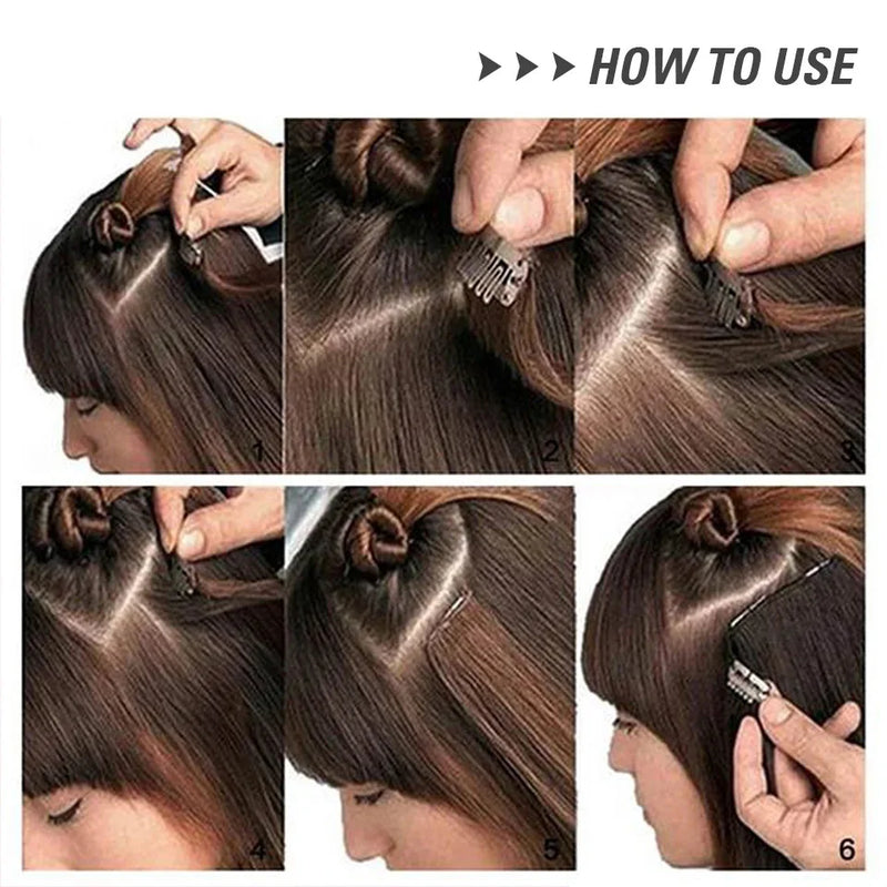 Straight High Temperature Fiber 11 Clips Ins Hair Extensions 24 Inch Orange Brown Synthetic Hair Daily Use Hair Pieces For Women