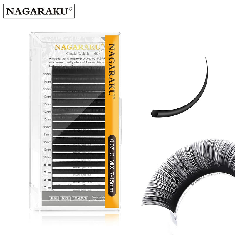 NAGARAKU 6 Cases False Eyelash Extension Supplies Synthetic Mink Individual Length 7-15 Mix 16-20 Mix 16 Lines High Quality Soft
