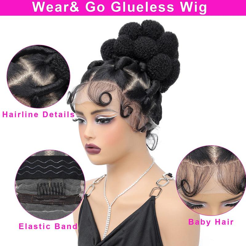 Synthetic Braided Wigs Hand-tied Full Lace Braided Wig with Baby Hair Afro Short Wigs Knotless Box Braids Wigs for Black Women