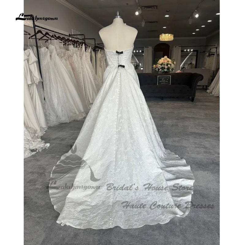 Lakshmigown Modern Print Satin Wedding Dress With Pockets - View 5 | SAMAG