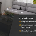 COMHOMA Fabric Sofa Bed 3 Seater Upgraded Frame 5-Gear Back Angle Adjustable Futon Sofa for Living Room