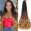 14 18 24 Inch French Curl Crochet Braids 1B 30 27 33 350 613 Bug 12 Colors Ombre Pre Braided Box Braids Crochet French Curl Hair