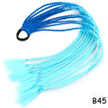 AZQUEEN Synthetic Colored Braided Ponytail Hair Extension Rainbow Color Braids Pony Tail With Elastic Band Girl's Pigtail