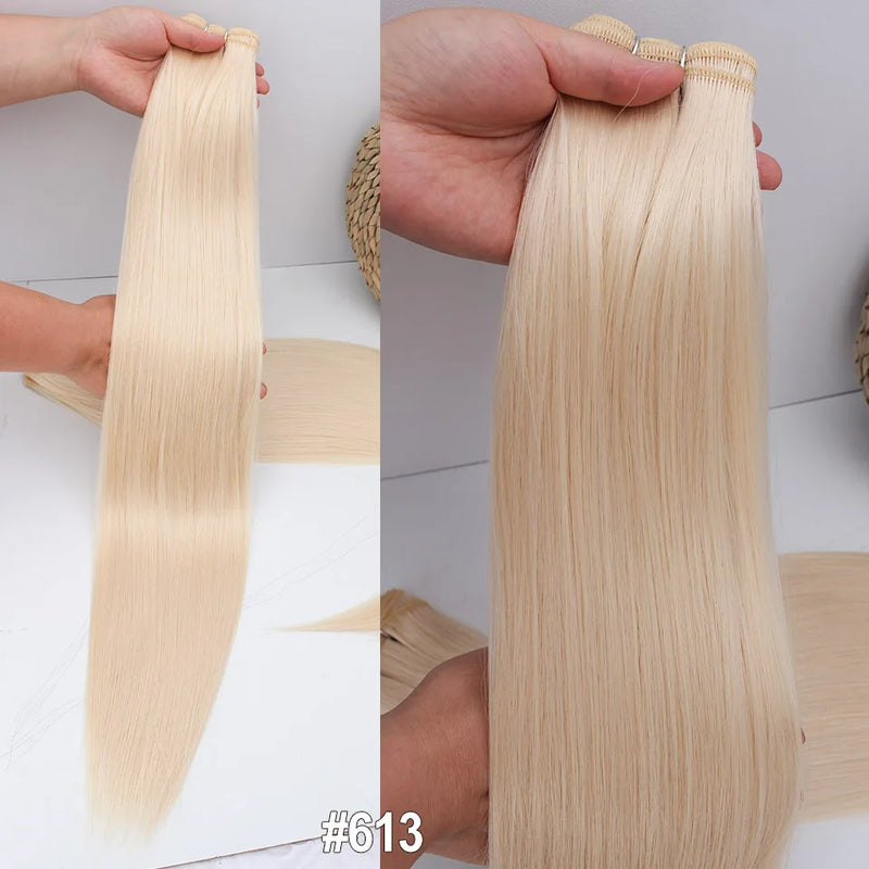 Natural Bio Synthetic Heat Resistant Hair Extensions Sew In Straight Hair Weave Bundle 26" 200g Synthetic Cosplay Ponytail Fiber