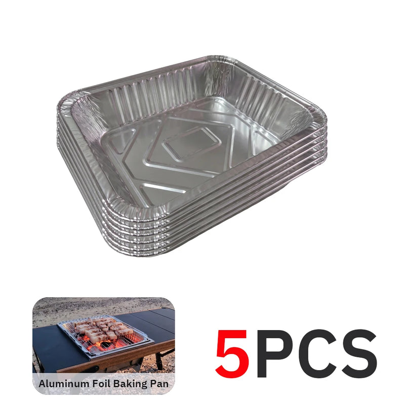 Pandatour Outdoor Camping High-Temperature Resistant Aluminum Foil Baking Pan No-Wash Magic Embossed Diamond Pattern Design