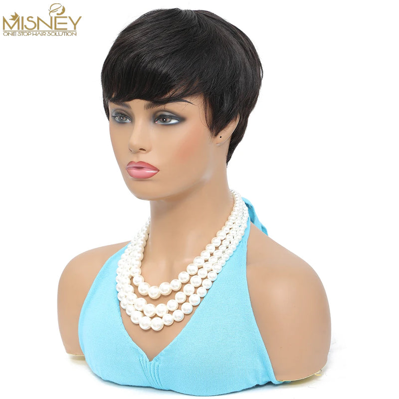 Pixie Cut Full Machine Made Perruques Cheveux Humains Wig Short Bob Wig For Black Women Brazilian Remy Cheap Glueless Wigs