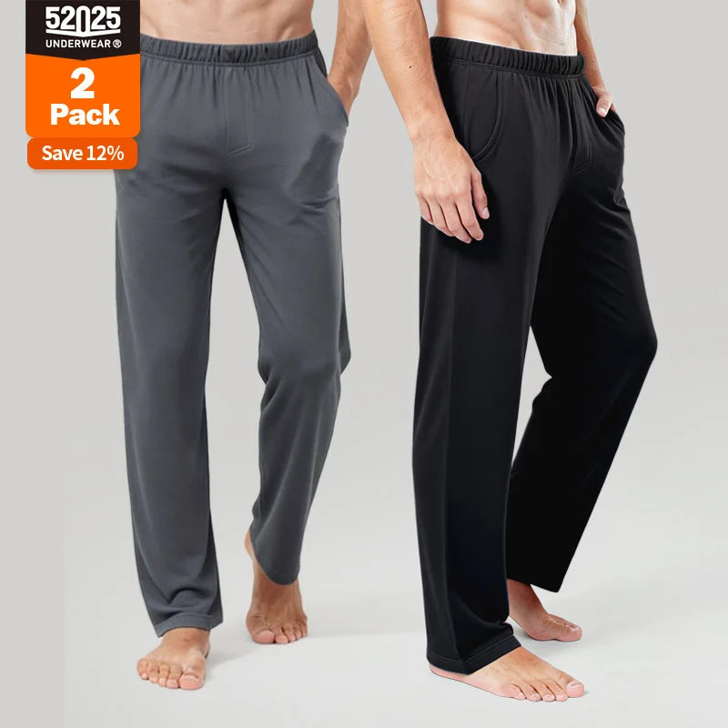 52025 Men's 100% Cotton Pajama Lounge Pants – Relaxed Fit, Side Pockets and Breathable Everyday Comfort