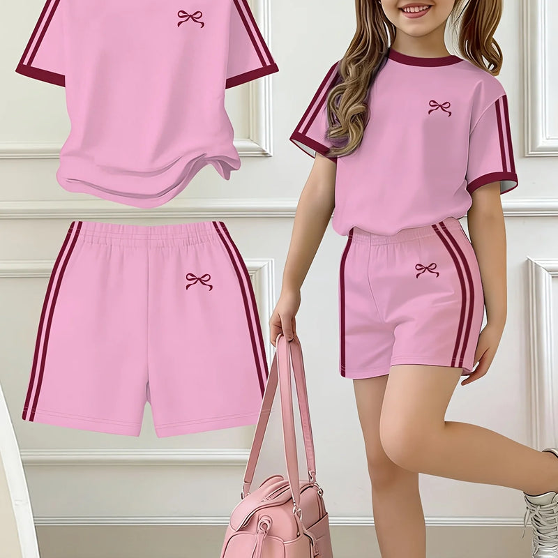 Kids Clothes Girls, , Easy Bow Print Short Sleeve T-Shirt | SAMAG