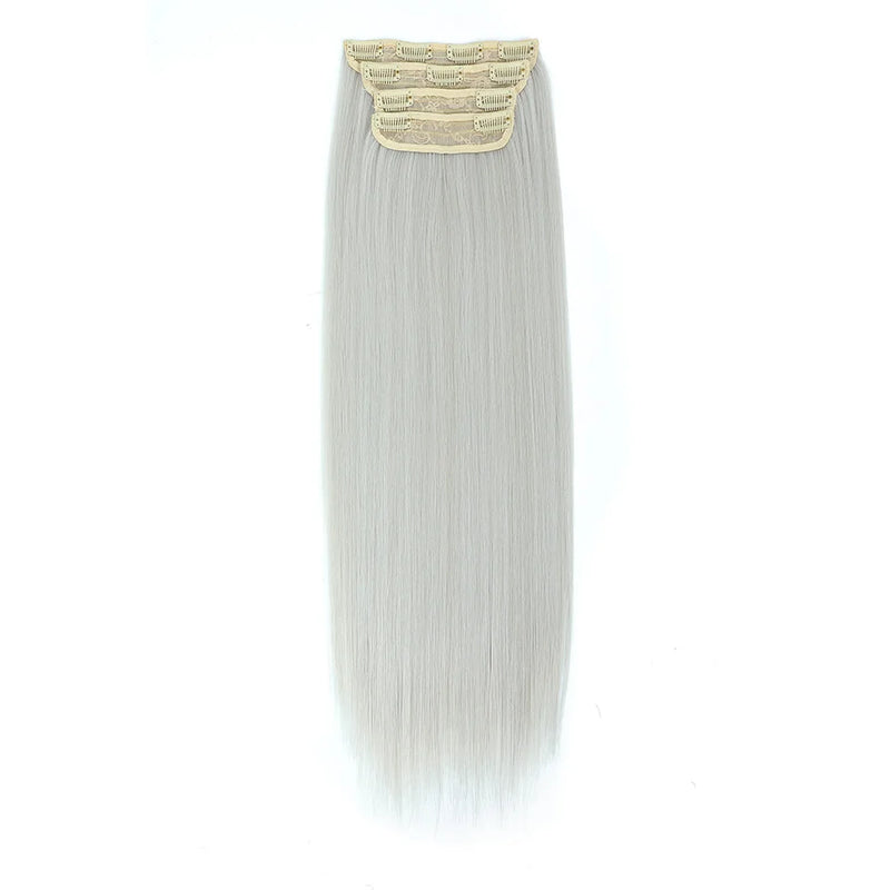 Straight High Temperature Fiber 11 Clips Ins Hair Extensions 24 Inch Orange Brown Synthetic Hair Daily Use Hair Pieces For Women