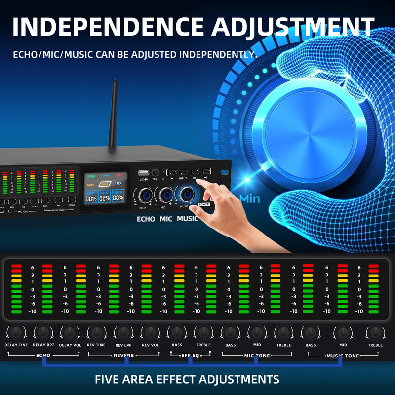 FULUODE K-6 Professional KTV digital stage effects processor anti-popping audio processor karaoke mixer reverb unit with DSP