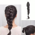 Synthetic Braided Ponytail Wig With Claw Clip Elegant Curly Wave Braids Ponytail Extension For Women Heat Resistant Fiber Hair