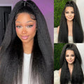 Kinky Straight 13X4 Lace Front Wig Glueless Yaki Straight HD Lace Frontal Wig Vietnamese Raw Curly Human Hair Wigs 5x5 HD Closure Waer And Go Glueless Wigs 250% Density On Clearance Sale