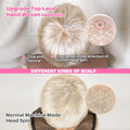 613 Honey Blonde Color Wig Short Bob Pixie Cut Top Lace Transparent Brazilian Human Hair Wig With Bangs For Black Women