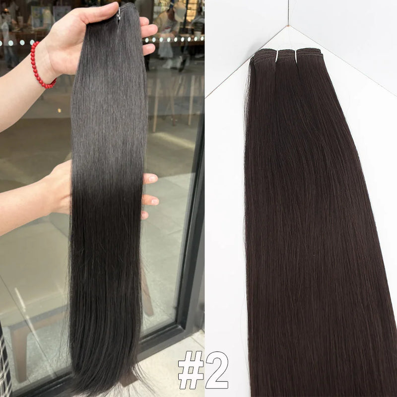 Natural Bio Synthetic Heat Resistant Hair Extensions Sew In Straight Hair Weave Bundle 26" 200g Synthetic Cosplay Ponytail Fiber