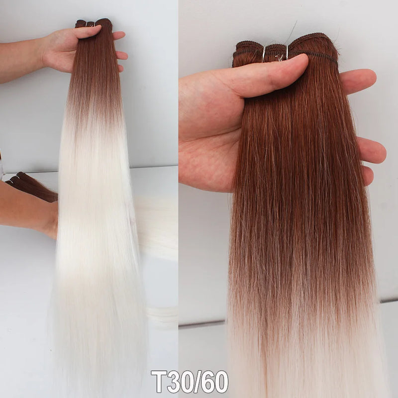 Natural Bio Synthetic Heat Resistant Hair Extensions Sew In Straight Hair Weave Bundle 26" 200g Synthetic Cosplay Ponytail Fiber
