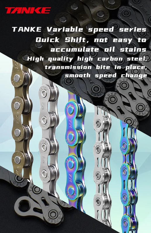 TANKE Bike Chain S8 S9 S10 S11 S12 MTB Road Bicycle Chains,Variable Speed Chain 116/126L High Quality Current Cycling Accessorie