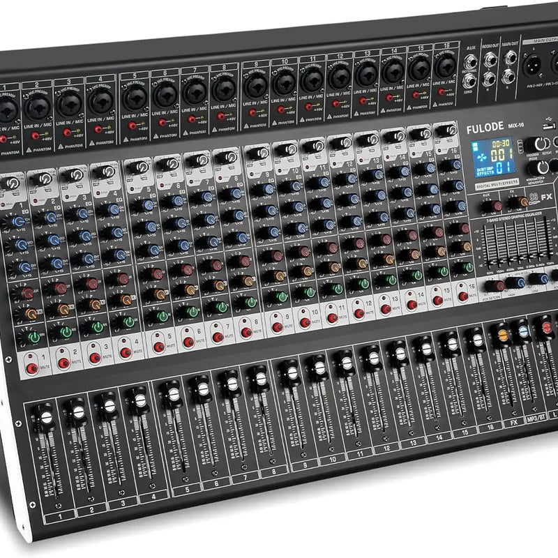 12-Channel Professional Audio Mixing Sound Board Console  Features 99-Bit DSP USB MP3 for PC Recording XLR Mic Jack