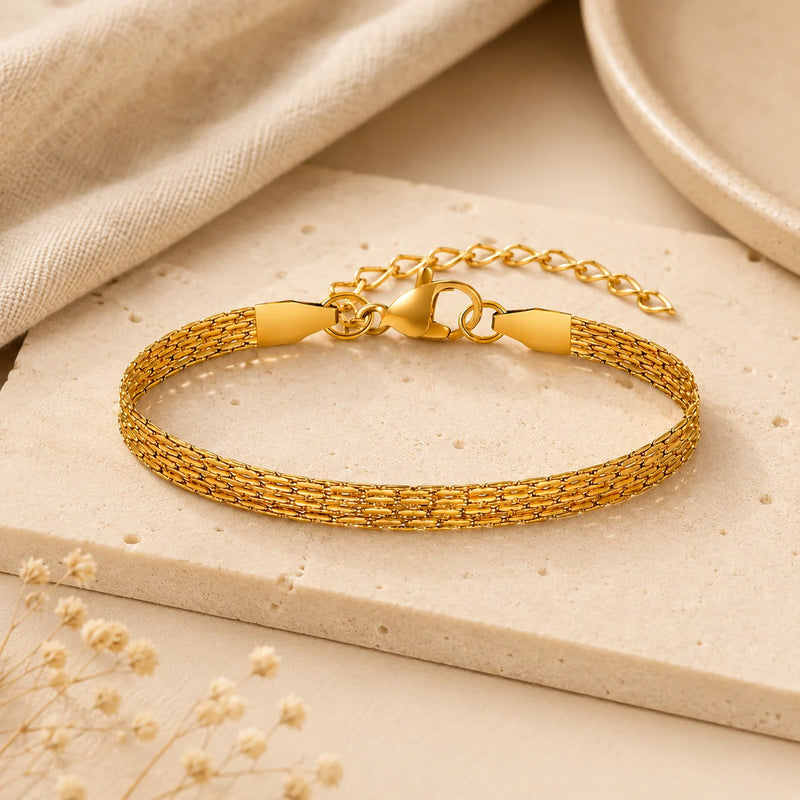 Stainless Steel Bracelet Thin Link Multilayer Chain for Women Lightweight Adjustable Jewelry Daily Wear - Visuel 5 | SAMAG