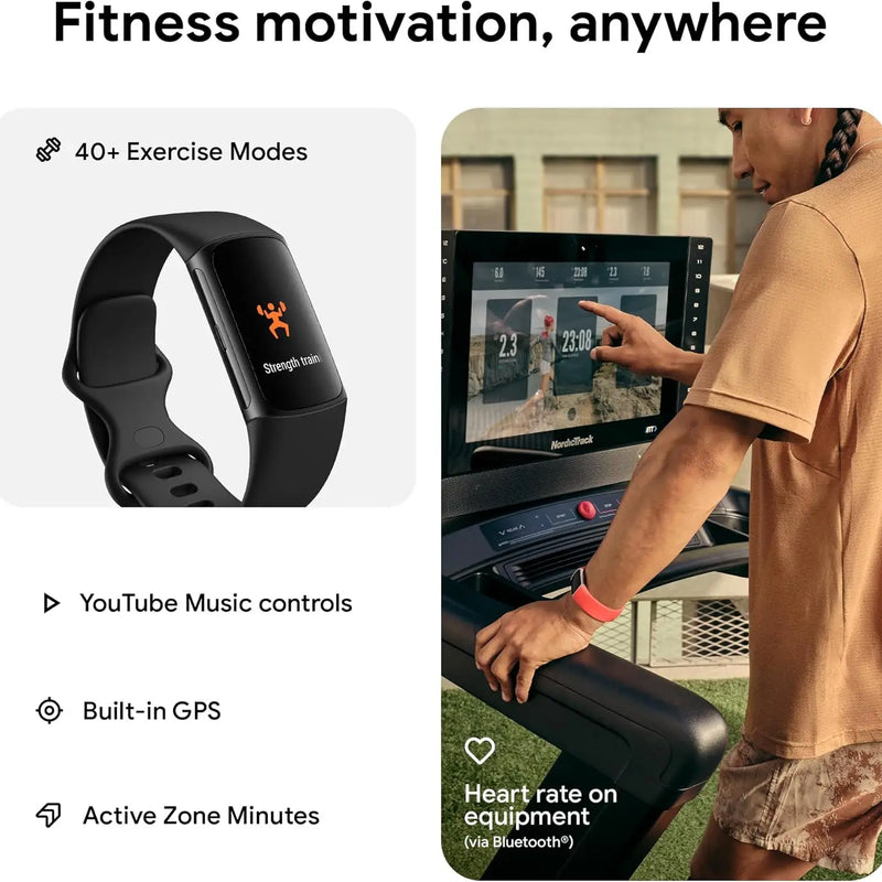 Fitbit Charge 6 Smart Fitness Tracker with ECG,Heart Rate,SpO2,GPS,Sleep Stress Monitor, Waterproof Watch for Running & Swimming