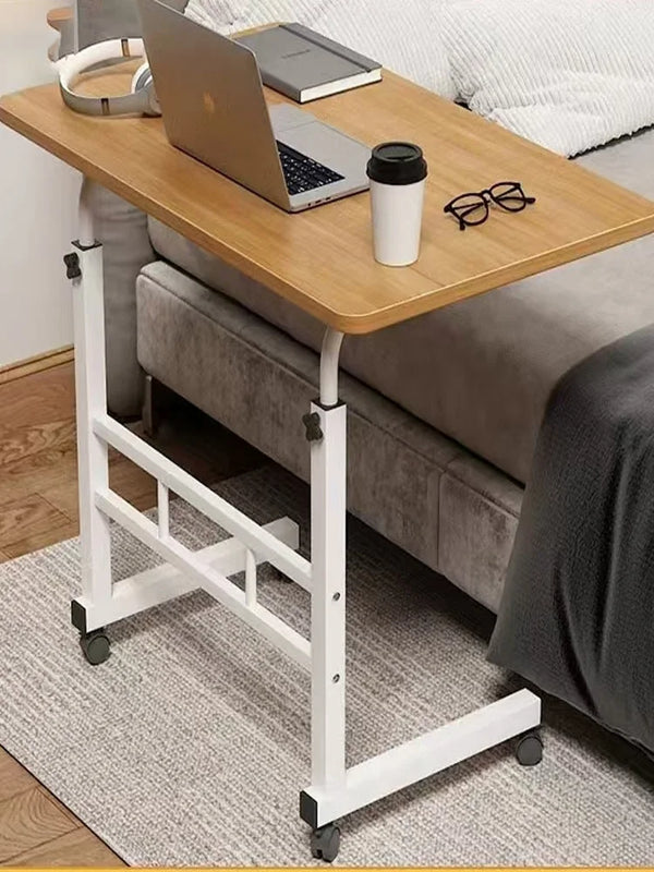 Height-Adjustable Mobile Desk with Wheels Auxiliary Table