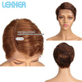 Lekker Black Short Pixie Cut 13X1 C Part Lace Front 100% Human Hair Wigs For Women Glueless Brazilian Remy Hair Straight Wigs