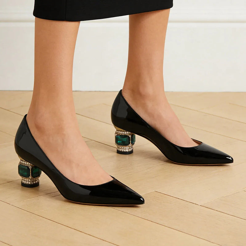 women's pointed toe pumps fashion chunky heels fall spring pumps woman party office dress shoes woman