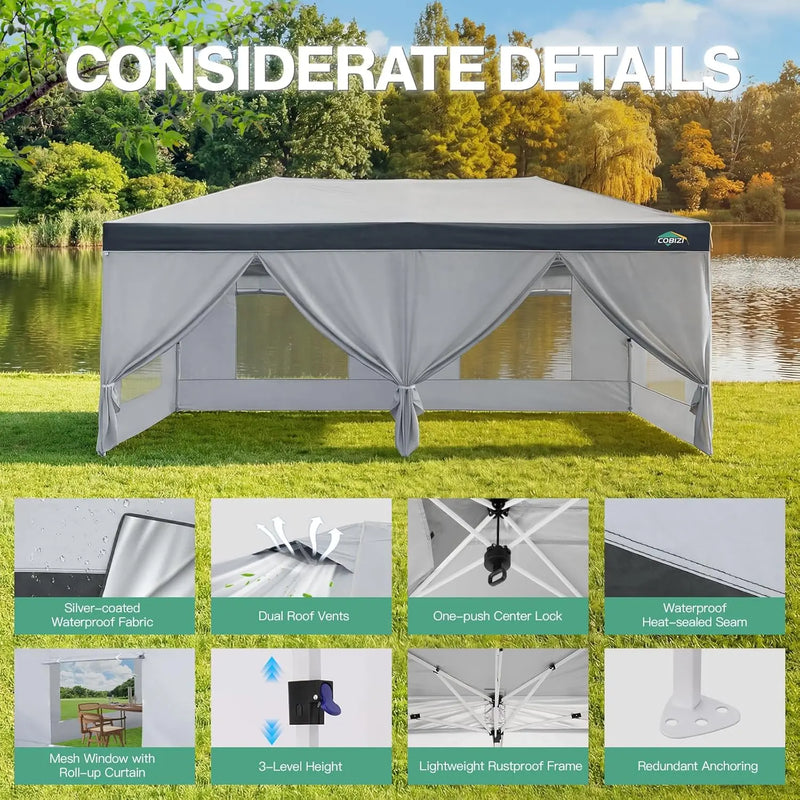 10x20ft Pop Up Canopy Tent Gazebo With 4 Sidewall One | SAMAG