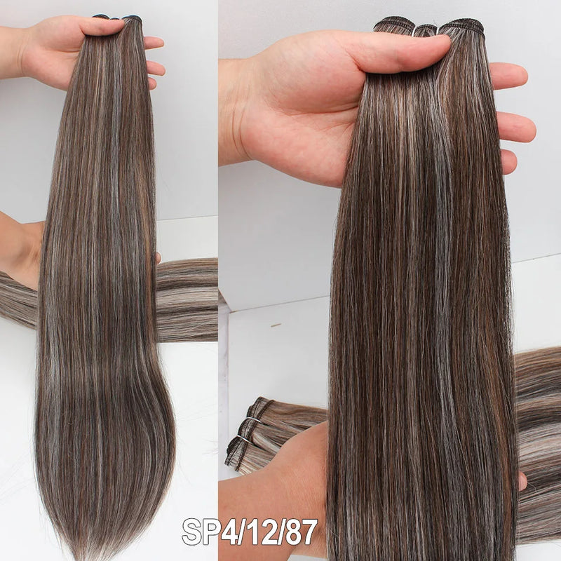Natural Bio Synthetic Heat Resistant Hair Extensions Sew In Straight Hair Weave Bundle 26" 200g Synthetic Cosplay Ponytail Fiber