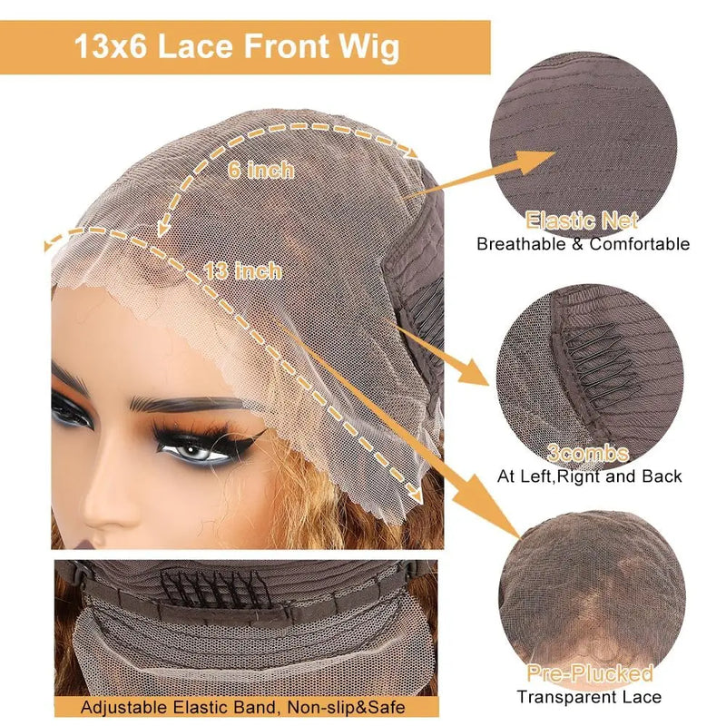 13x4 5x5 Glueless HD Lace Closure Wig 4/27 Highlight Straight Human Hair Pre Plucked Hairline 250 Density Wigs For Women