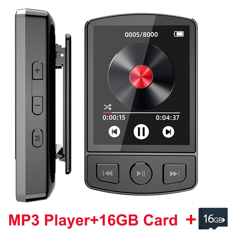 MP3 Player Bluetooth 5.2 Portable Sports Clip Student Walkman 1.77 Inch Screen HiFi Lossless Music Player with FM Radio E-Book