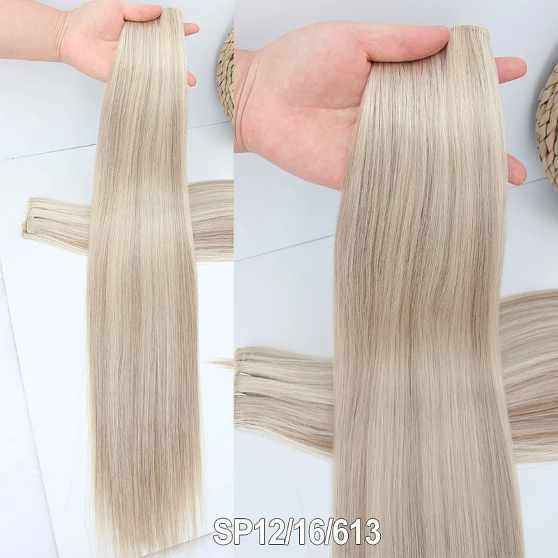 Natural Bio Synthetic Heat Resistant Hair Extensions Sew In Straight Hair Weave Bundle 26" 200g Synthetic Cosplay Ponytail Fiber