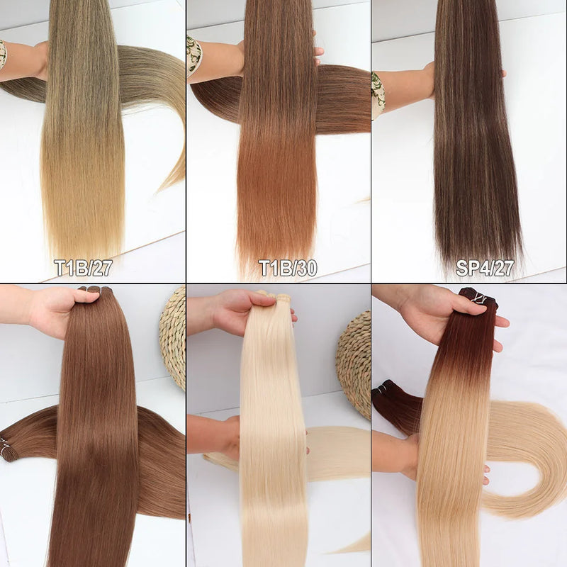 Natural Bio Synthetic Heat Resistant Hair Extensions Sew In Straight Hair Weave Bundle 26" 200g Synthetic Cosplay Ponytail Fiber