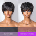Human Hair Glueless Wigs Pixie Cut Short Wigs with Bangs Ultra Soft&Comfortable Cotton Cap Hair Trouble Friendly Wigs