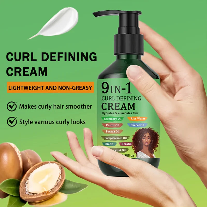GSWP 9-in-1 Curling and Styling Cream: Moisturizes and Nourishes, Provides Long-Lasting Hold, Effectively Controls Frizz.100g
