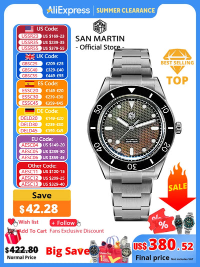San Martin Official 39mm Guilloche MOP Dial Miyota 90S5 Sport Watch Automatic Mechanical Sapphire Bezel 20 ATM | SAMAG