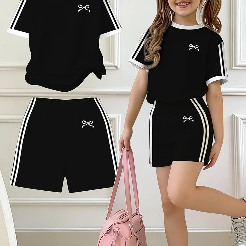 Kids Clothes Girls, , Easy Bow Print Short Sleeve T-Shirt | SAMAG