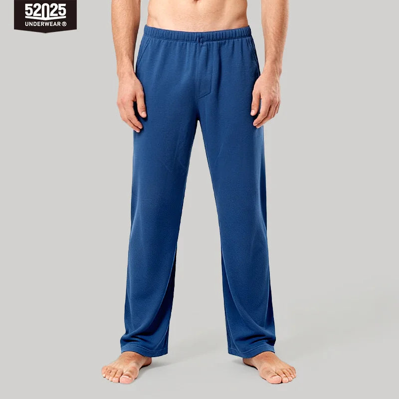 52025 Men's 100% Cotton Pajama Lounge Pants – Relaxed Fit, Side Pockets and Breathable Everyday Comfort