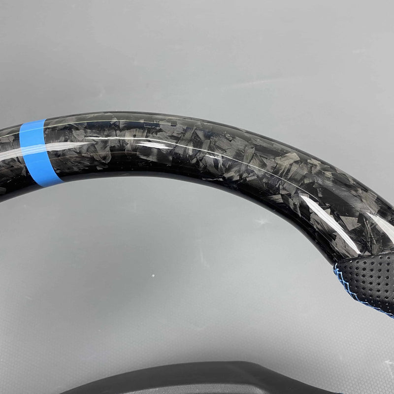 Customized Forged Carbon Fiber Blue Element Steering Wheel Ford MK3 ST RS Car Accessory Sporty Style