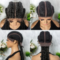 32 inches Large Four Braid Lace Wig for Black Women Braided Wig  Full Lace Box Braids Wig Women Synthetic Braided
