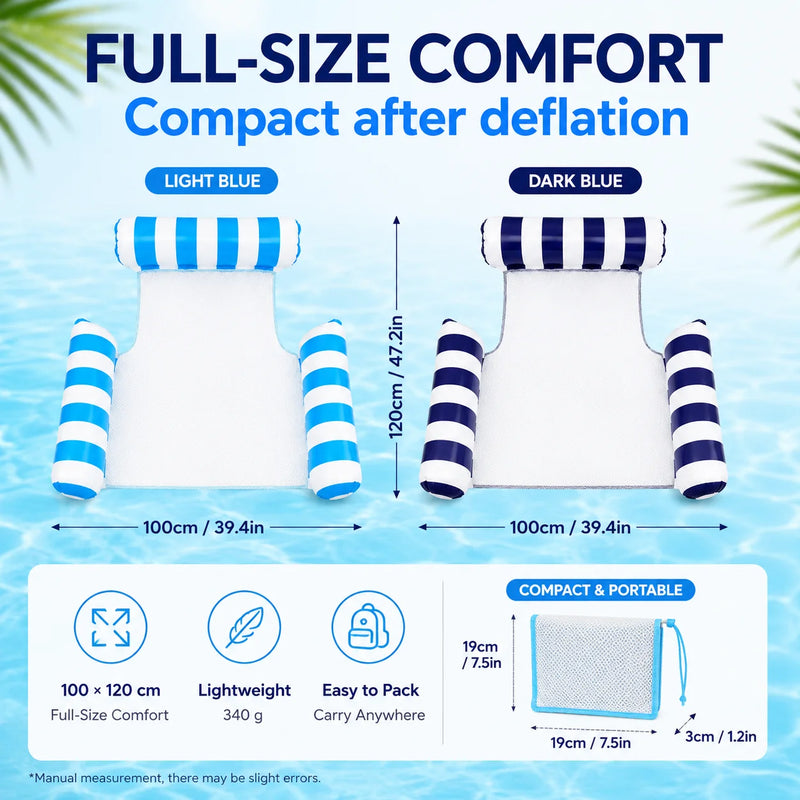Inflatable Water Hammock Pool Float with Mesh Center - View 6 | SAMAG