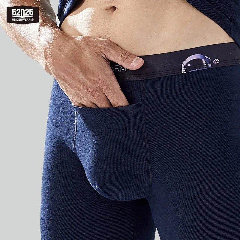 52025 Men's Warm Cotton Thermal Underwear Set – Multilayer Soft Cotton Long Johns for Ultimate Winter Comfort. Maximum Warmth