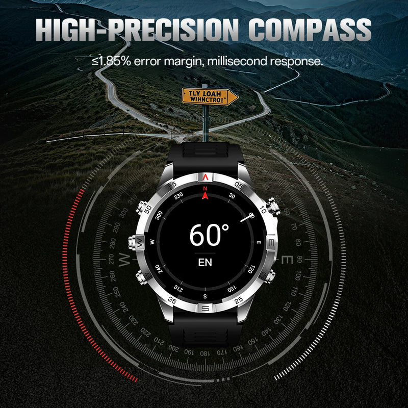 Aolon GT6 PRO Military Smart Watch Compass Flashlight AMOLED Bluetooth Call Smartwatch 1ATM Waterproof For Outdoor Double Strap
