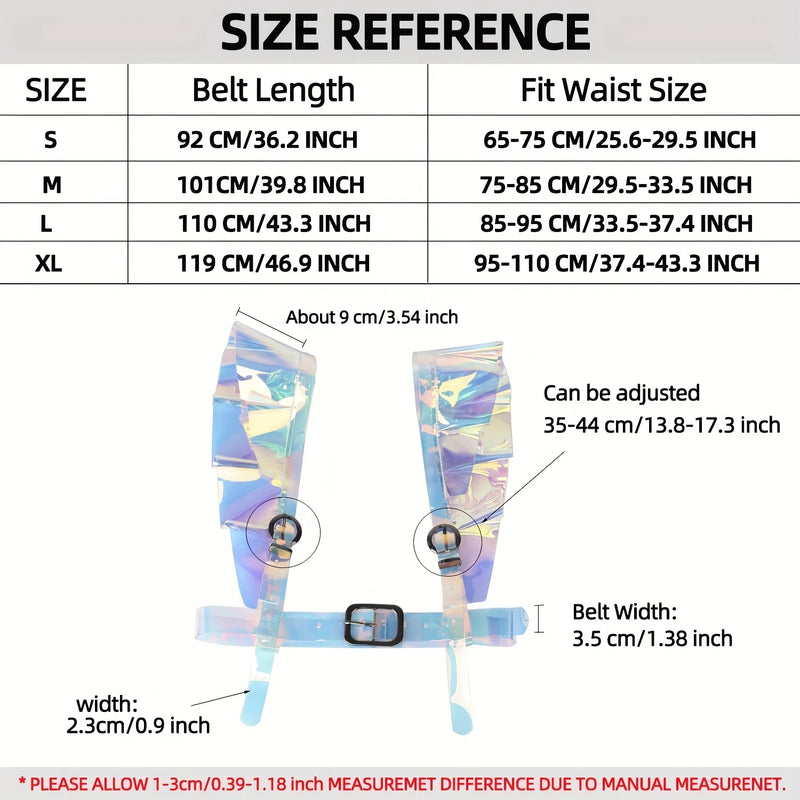 Laser Y2K PVC Harness Belt Adjustable Trendy Transparent Wait Belt For Women Hip Hop Suspenders Musical Festival Costume