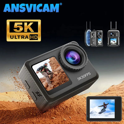 ANSVICAM 5K Action Camera 4K60FPS Dual Screen Waterproof | SAMAG