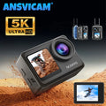 ANSVICAM 5K Action Camera 4K60FPS Dual Screen Waterproof 6-Axis EIS Vlog Camera with Magnetic Bicycle Motorcycles Sports Cameras