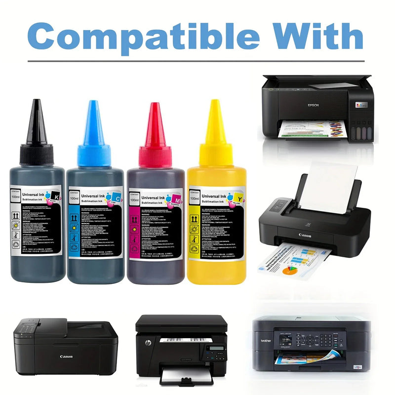 Universal Dye Ink Refill Kit Compatible Ink for Canon HP Brother Epson Inkjet Printers and Ink Tank Printers.