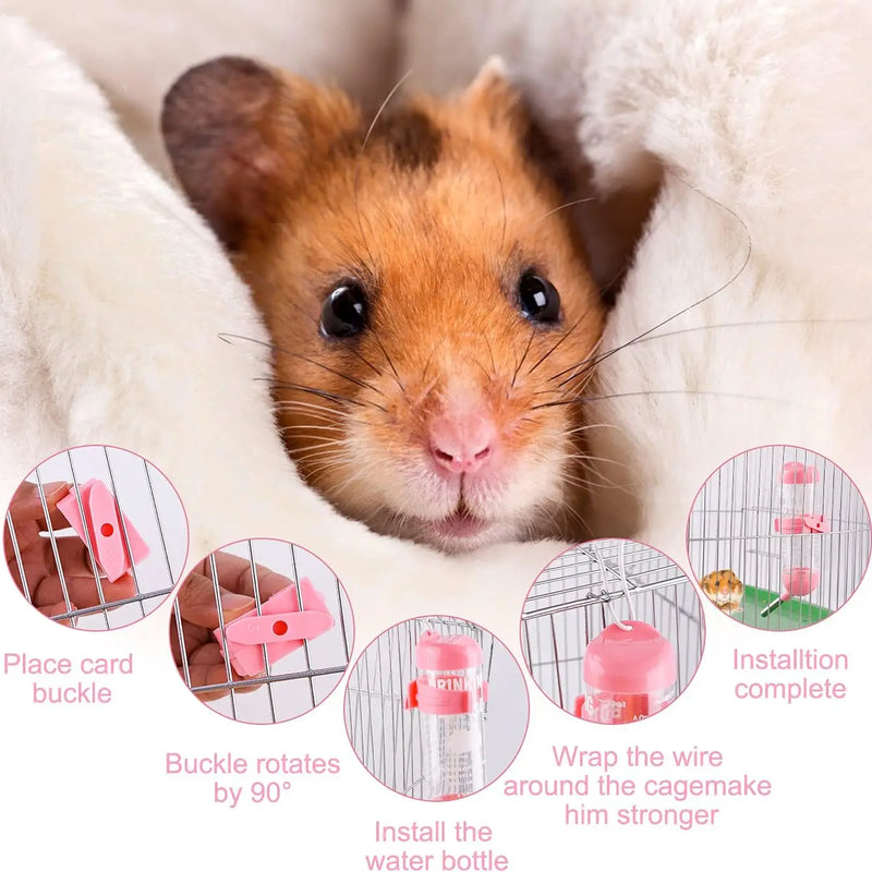 125ml Hamster Drinker Water Bottle No Drip Small Animal Water Dispenser Hanging Hamster Drinker For Guinea Pigs Hamsters Bunnies