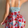 Women's Lace Underwire Floral Babydoll Nightgown Flowy Lingerie Dress and Thong Set