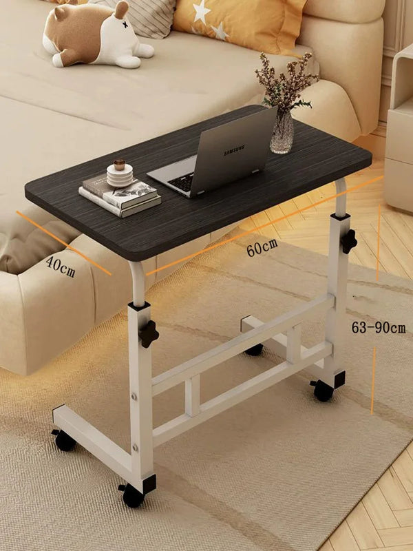 Height-Adjustable Mobile Desk with Wheels Auxiliary Table