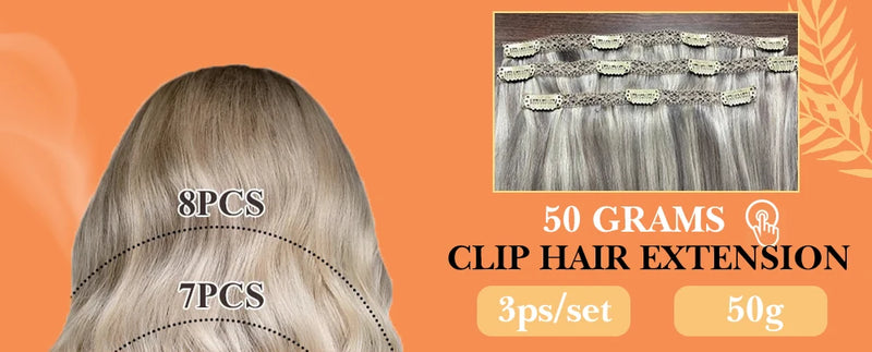 Full Shine Clip in Hair Extensions Human Hair Clip Balayage 7pcs 120g Double Weft Hair Extensions Human Hair For Woman